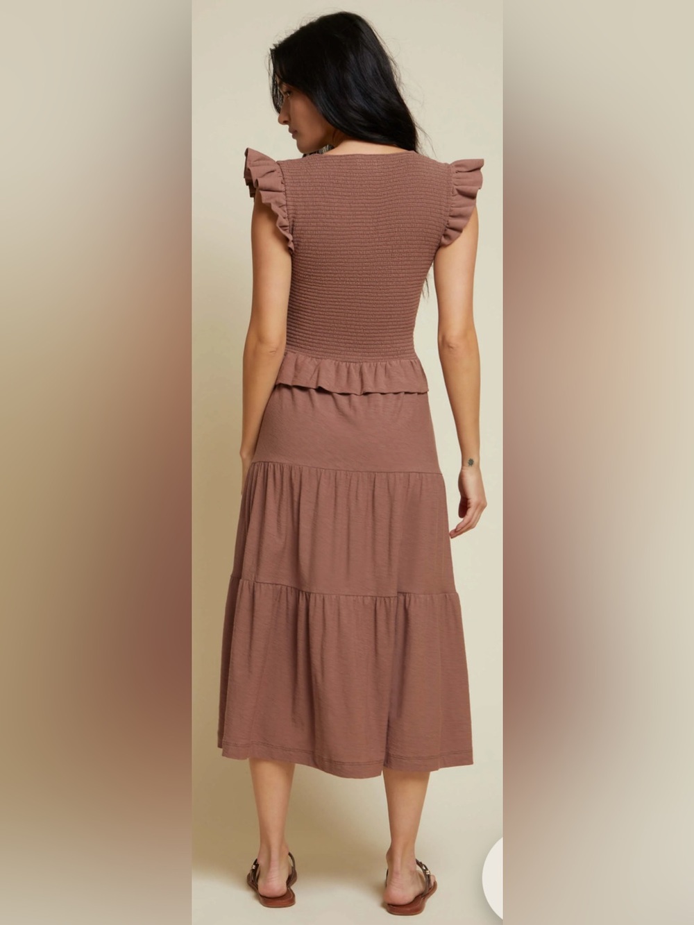 Nation LTD Fabienne Fused Ruffle Ruched Dress Mojave Brown Fairy Size XS - Picture 4 of 14